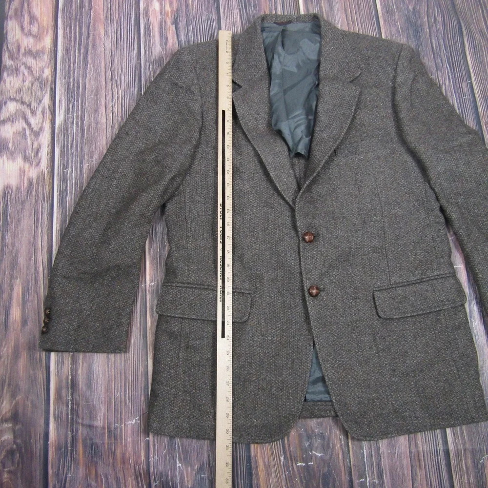 Austin Manor Mens 42 Brown Wool Herringbone Tweed Sport Coat Blazer 2 Button